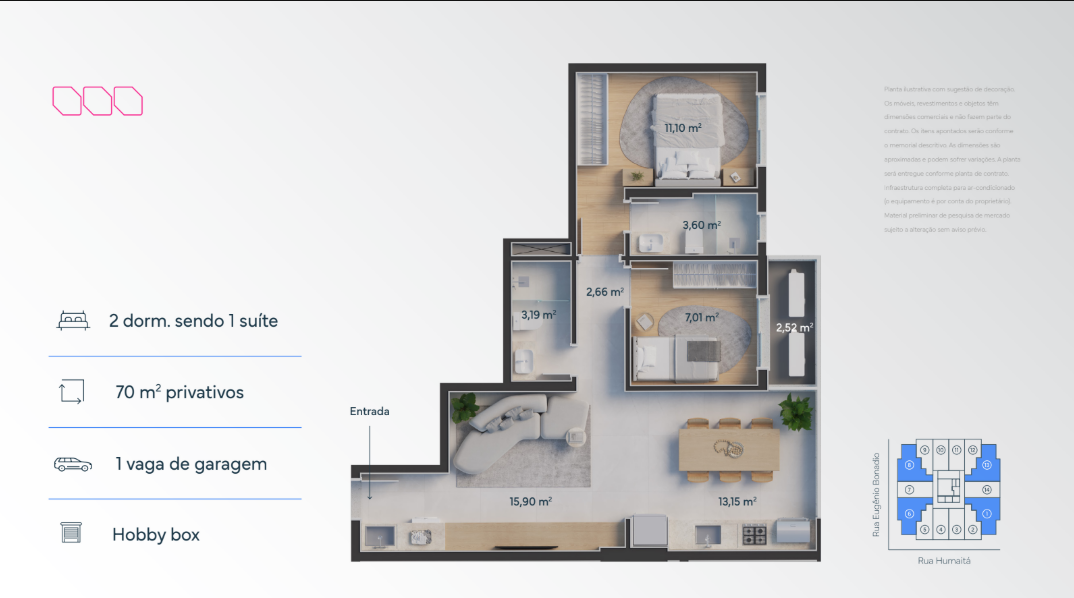 Apartamento Pátio no Centro de  São José em São José dos Campos | 2 Dormitórios | 70 m² — miniatura 13