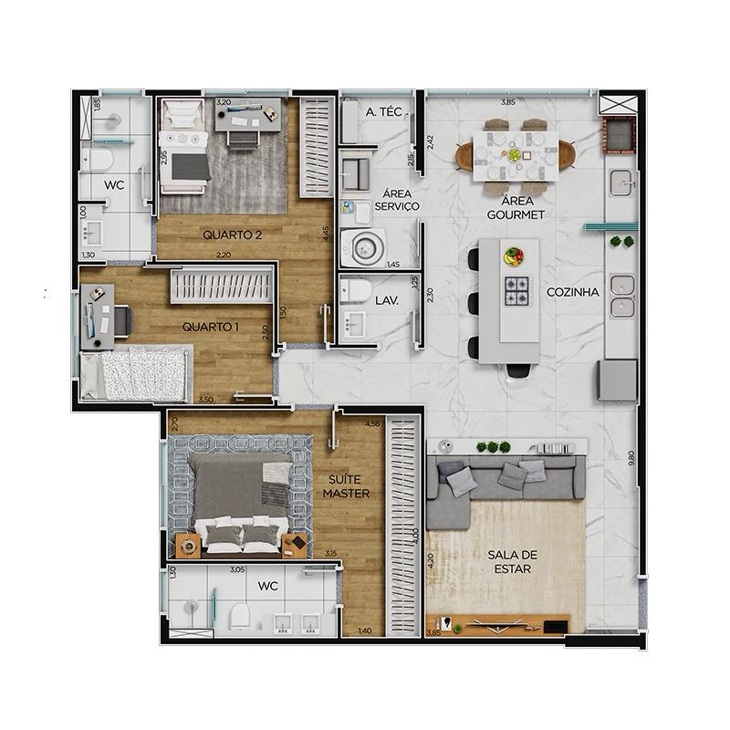 Apartamento à venda no The Four Resort Club - Villa Branca, Jacareí — miniatura 2